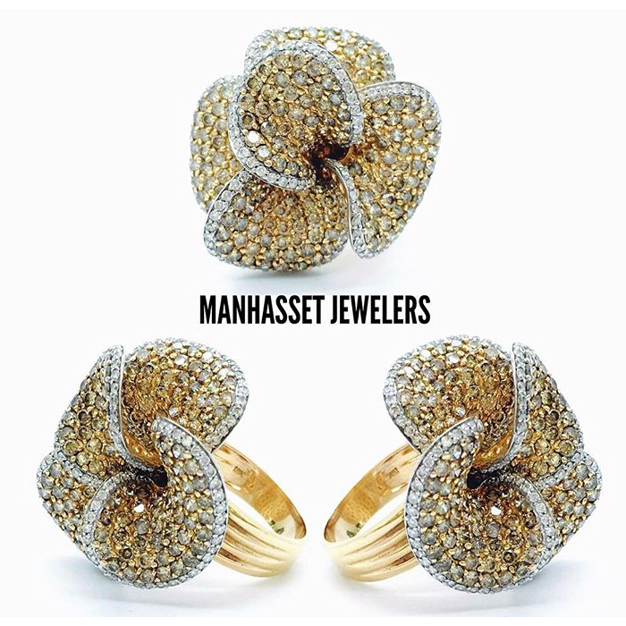 Gorgeous 18K rose gold and champagne diamond ring
